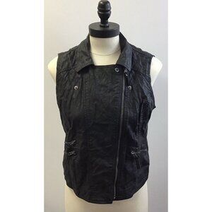 Womans Aeropostale Imitation Black Leather Vest Size L